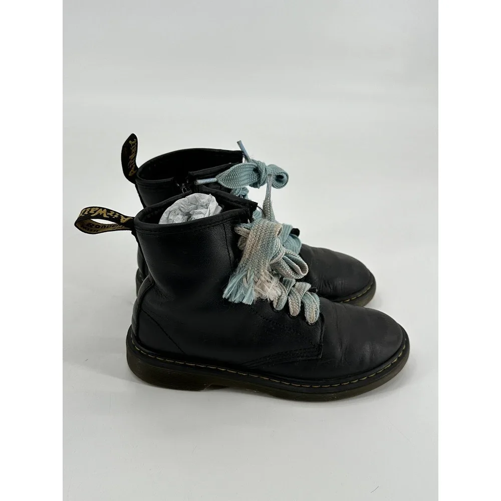 Lot of 2 Dr Martens 1460J Black Leather & Metallic Mid Combat Boot Junior Size 3